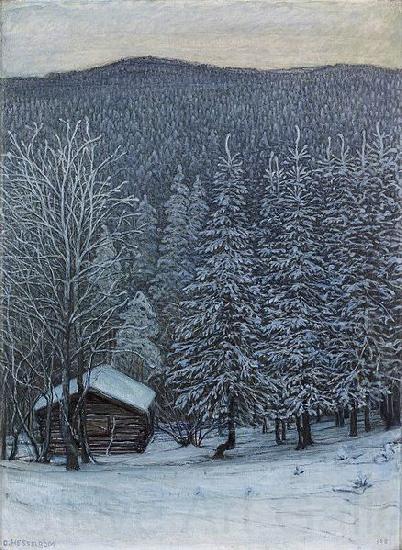 Otto Hesselbom Dusk Norge oil painting art